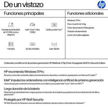 EliteBook X Flip G1i Next Gen AI PC Wolf Pro Security Edition Copilot+ PC Intel Core Ultra 7 258V Híbrido (2-en-1) 35,6 cm (14")