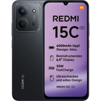 Redmi 15C 17,5 cm (6.9") 5G USB Tipo C 4 GB 128 GB 6000 mAh Negro