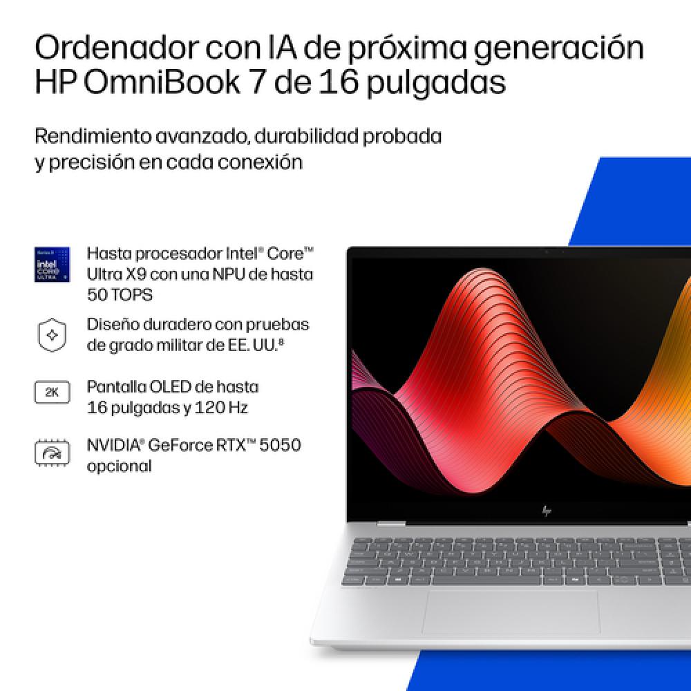 OmniBook 7 Laptop Next Gen AI 16-bh0006ns Copilot+ PC Intel Core Ultra 7 356H Portátil 40,6 cm (16") Pantalla táctil 2K 32 GB DD
