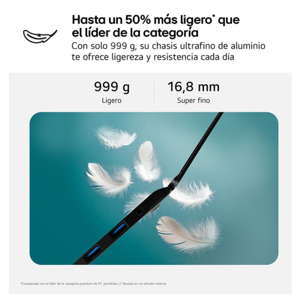 Gram Intel® Core i5 i5-1334U Portátil 35,6 cm (14") WUXGA 8 GB LPDDR4x-SDRAM 256 GB SSD Wi-Fi 6E (802.11ax) FreeDOS Negro QWERT