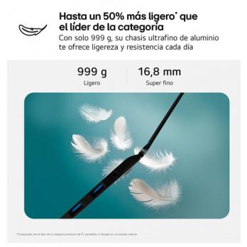Gram Intel® Core i5 i5-1334U Portátil 35,6 cm (14") WUXGA 8 GB LPDDR4x-SDRAM 256 GB SSD Wi-Fi 6E (802.11ax) FreeDOS Negro QWERT
