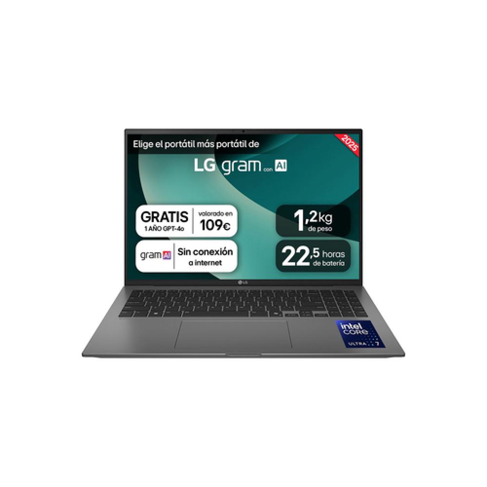 Gram 16ZD90T Intel Core Ultra 5 225H Portátil 40,6 cm (16") WQXGA 16 GB LPDDR5x-SDRAM 512 GB SSD Wi-Fi 7 (802.11be) FreeDOS Negr