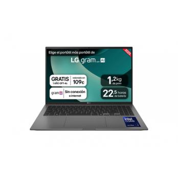 Gram 16ZD90T Intel Core Ultra 5 225H Portátil 40,6 cm (16") WQXGA 16 GB LPDDR5x-SDRAM 512 GB SSD Wi-Fi 7 (802.11be) FreeDOS Negr