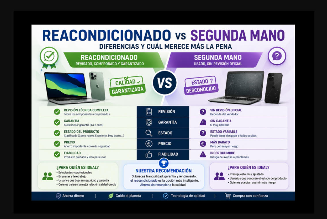 Reacondicionado vs segunda mano: ¿qué opción merece más la pena?