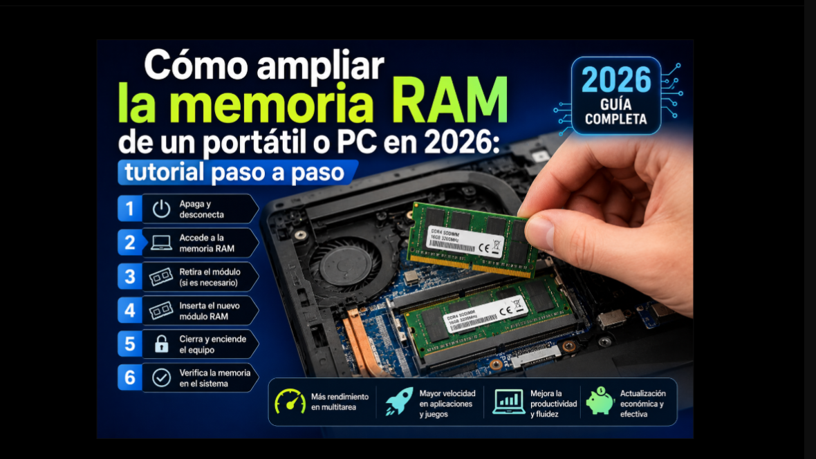 Cómo ampliar la memoria RAM de un portátil o PC en 2026: tutorial paso a paso