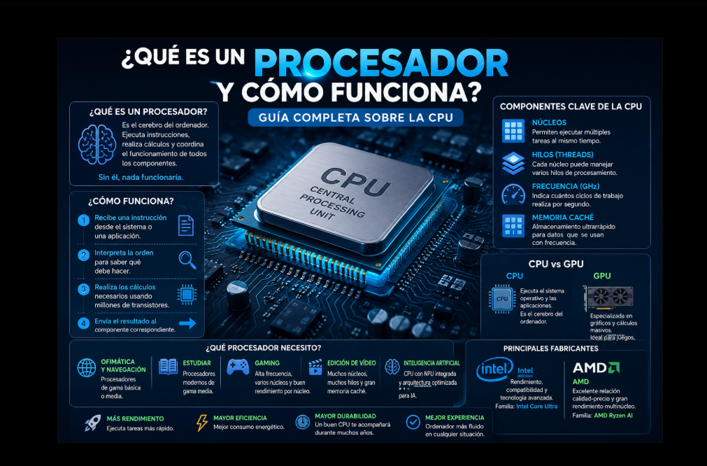 ¿Qué es un procesador y cómo funciona? La guía completa para entender el cerebro de tu ordenador