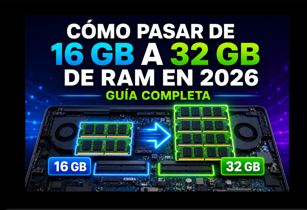 Cómo pasar de 16 GB a 32 GB de RAM en un portátil o PC en 2026: guía completa