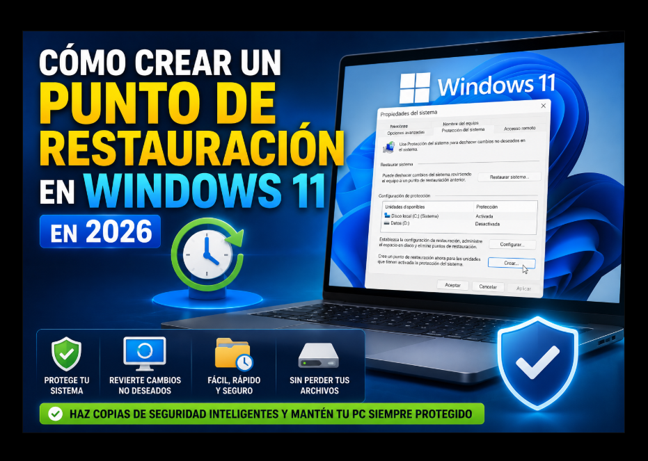 Cómo crear un punto de restauración en Windows 11 en 2026: guía paso a paso