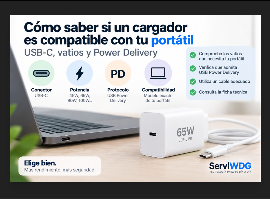 Cómo saber si un cargador es compatible con tu portátil: USB-C, vatios y Power Delivery