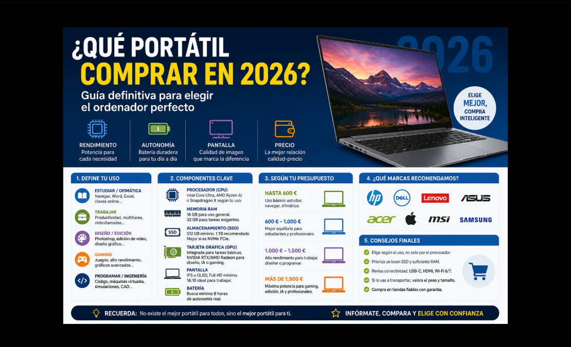 ¿Qué portátil comprar en 2026? Guía definitiva para elegir el ordenador perfecto