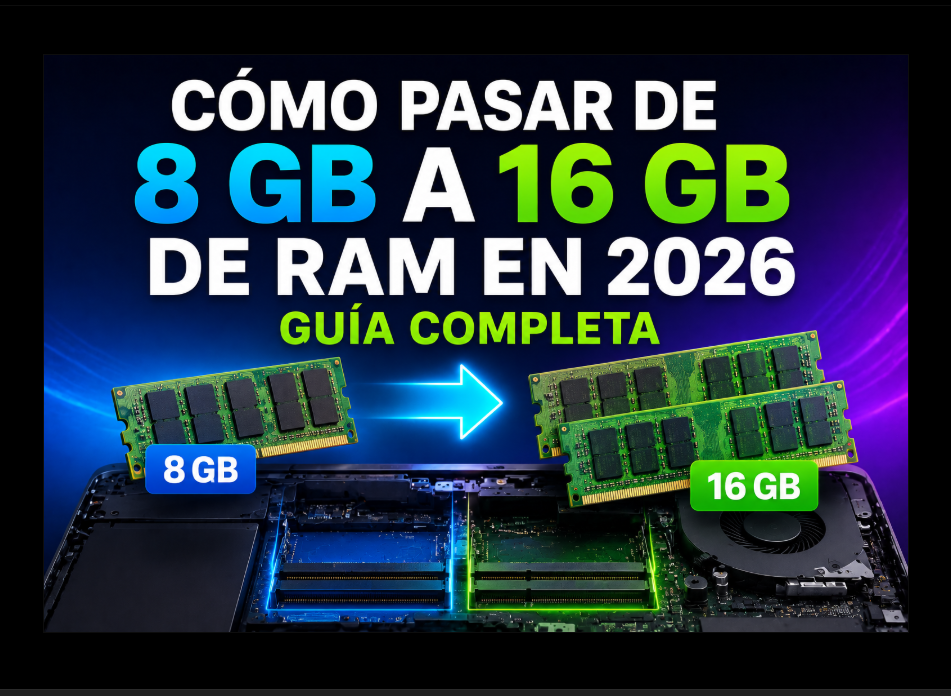 Cómo pasar de 8 GB a 16 GB de RAM en un portátil o PC en 2026: guía completa