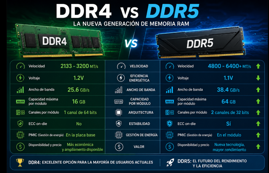 DDR5 vs DDR4: ¿merece la pena actualizar la memoria RAM en 2026?