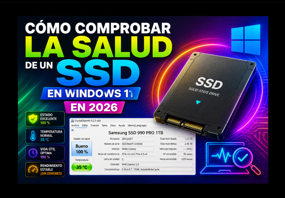 Cómo comprobar la salud de un SSD en Windows 11 en 2026