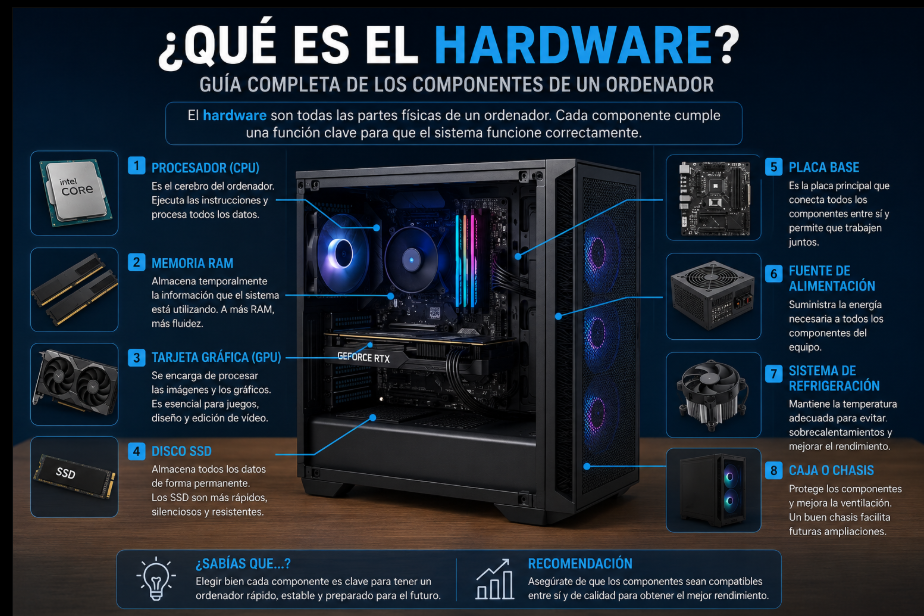 ¿Qué es el hardware de un ordenador? Guía completa para entender cada componente