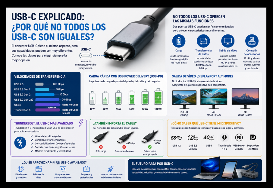 USB-C explicado: ¿por qué no todos los USB-C son iguales?