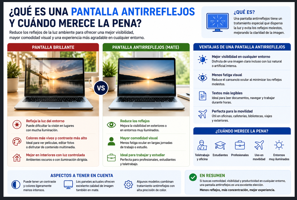 ¿Qué es una pantalla antirreflejos y cuándo merece la pena?