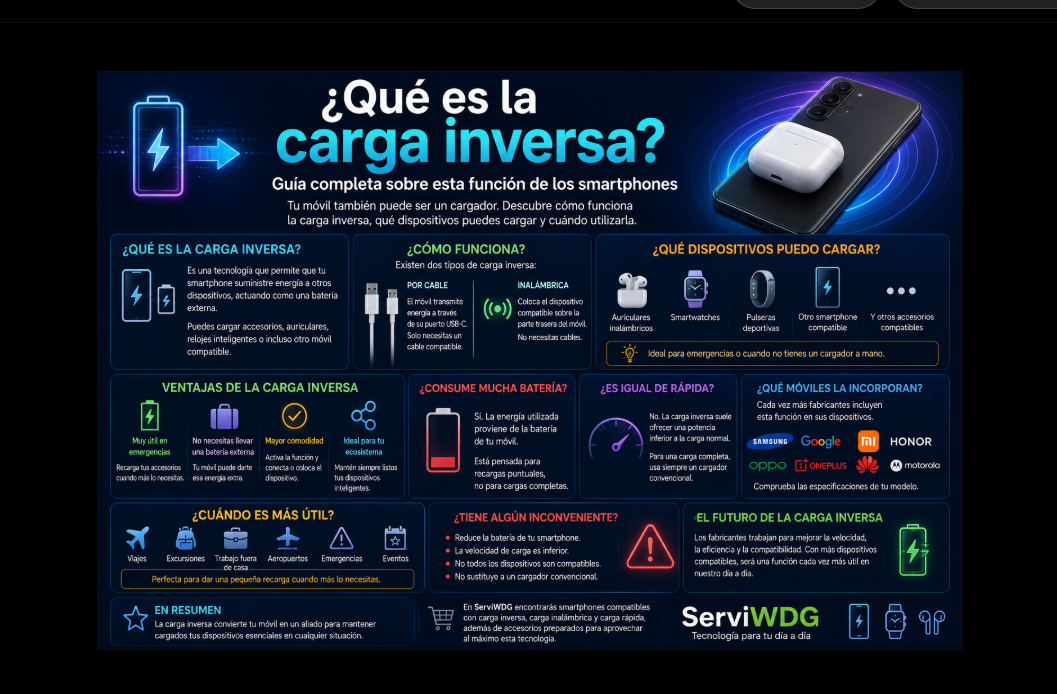 ¿Qué es la carga inversa? Descubre cómo tu móvil puede cargar otros dispositivos