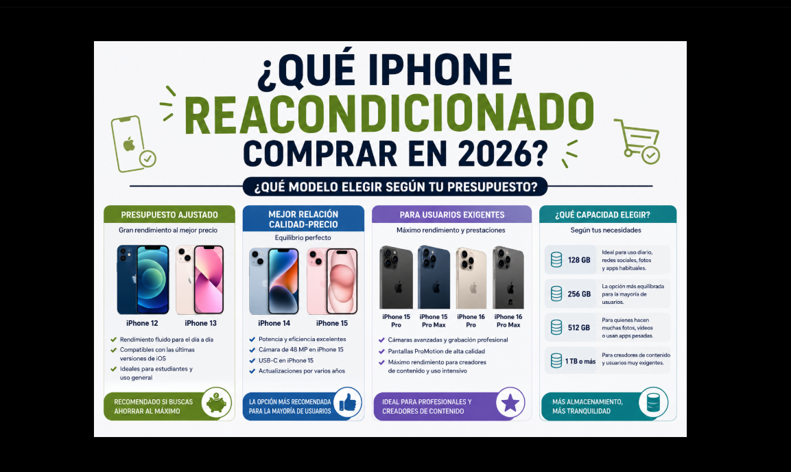 ¿Qué iPhone reacondicionado comprar en 2026? Guía completa para acertar en tu compra