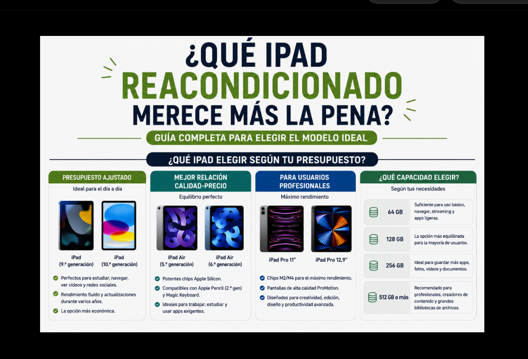 ¿Qué iPad reacondicionado merece más la pena? Guía completa para elegir el modelo ideal