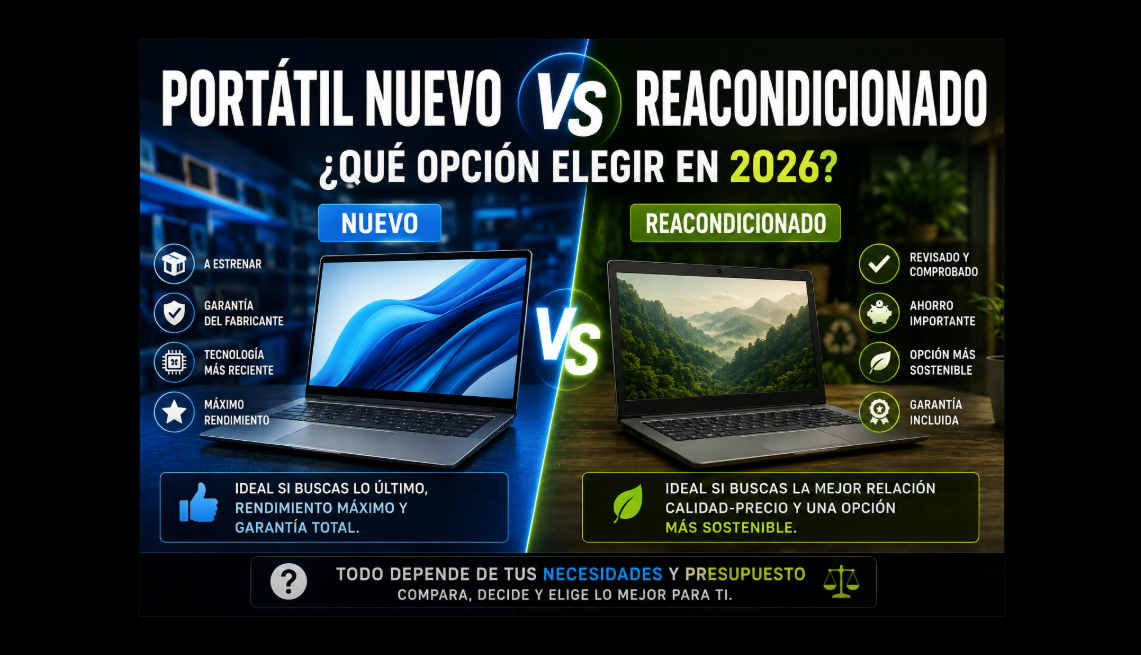 Portátil nuevo vs reacondicionado: ¿Qué opción elegir en 2026?