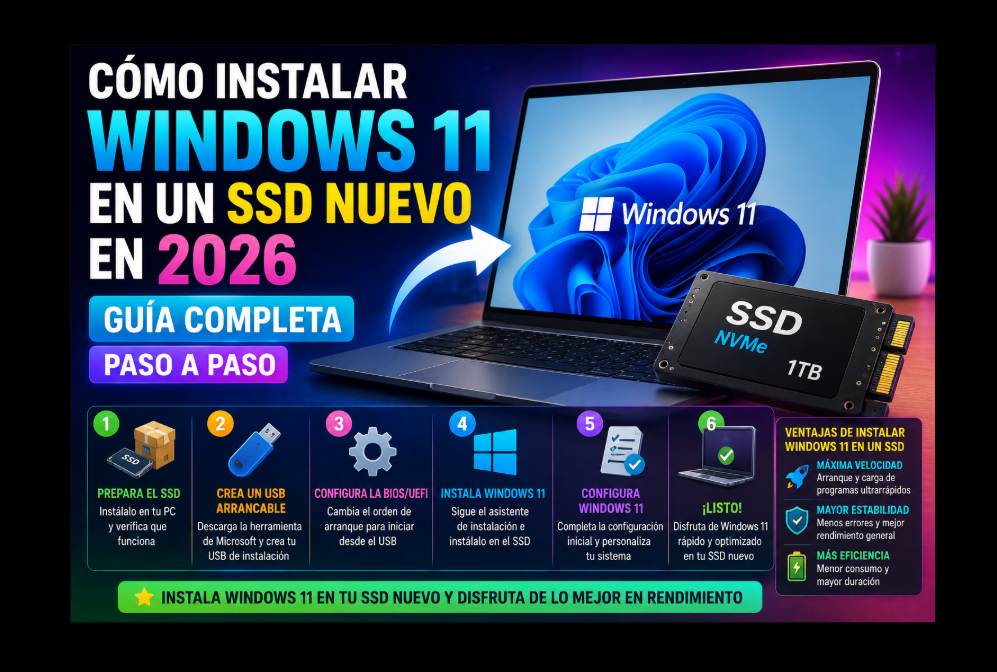 Cómo instalar Windows 11 en un SSD nuevo en 2026: guía completa paso a paso