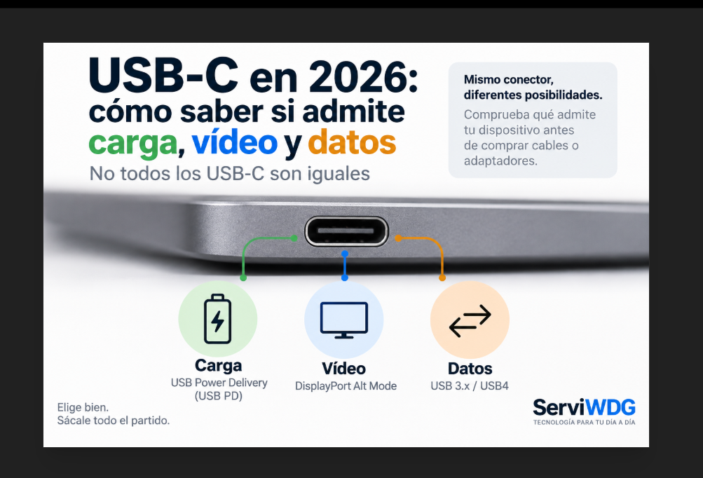 Cómo saber si un puerto USB-C permite cargar, transmitir vídeo o transferir datos