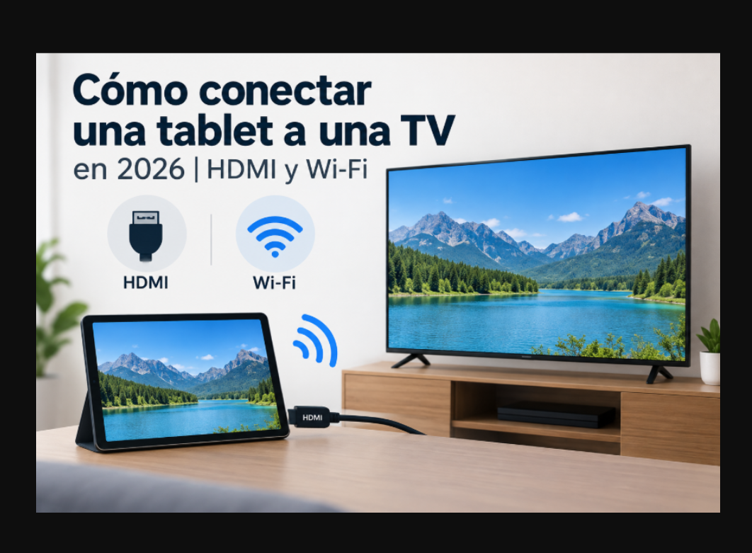 Cómo conectar una tablet a una televisión en 2026: HDMI, USB-C y Wi-Fi