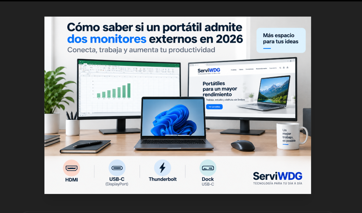 Cómo saber si un portátil admite dos monitores externos en 2026