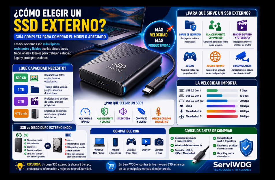 ¿Cómo elegir un SSD externo? Guía completa para comprar el modelo adecuado 