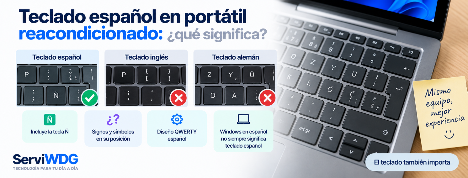 ¿Qué significa que un portátil reacondicionado tenga teclado español?
