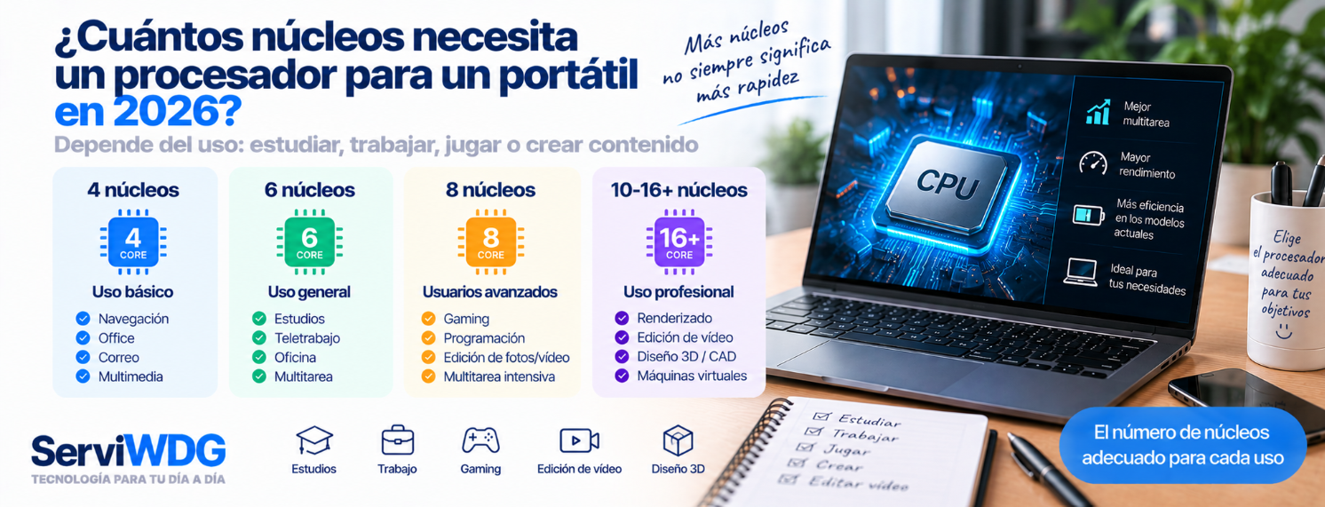 ¿Cuántos núcleos necesita un procesador para un portátil en 2026?