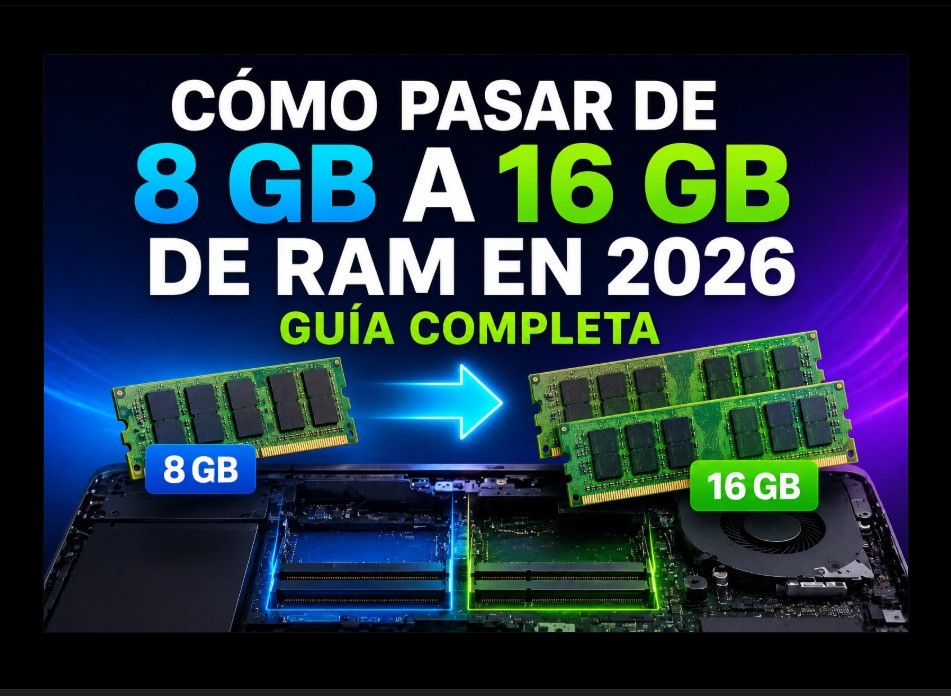 Cómo pasar de 8 GB a 16 GB de RAM en un portátil o PC en 2026: guía completa